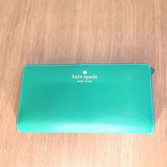 Kate Spade Stacy Leather Green Bifold Wallet - Picture 1 of 4